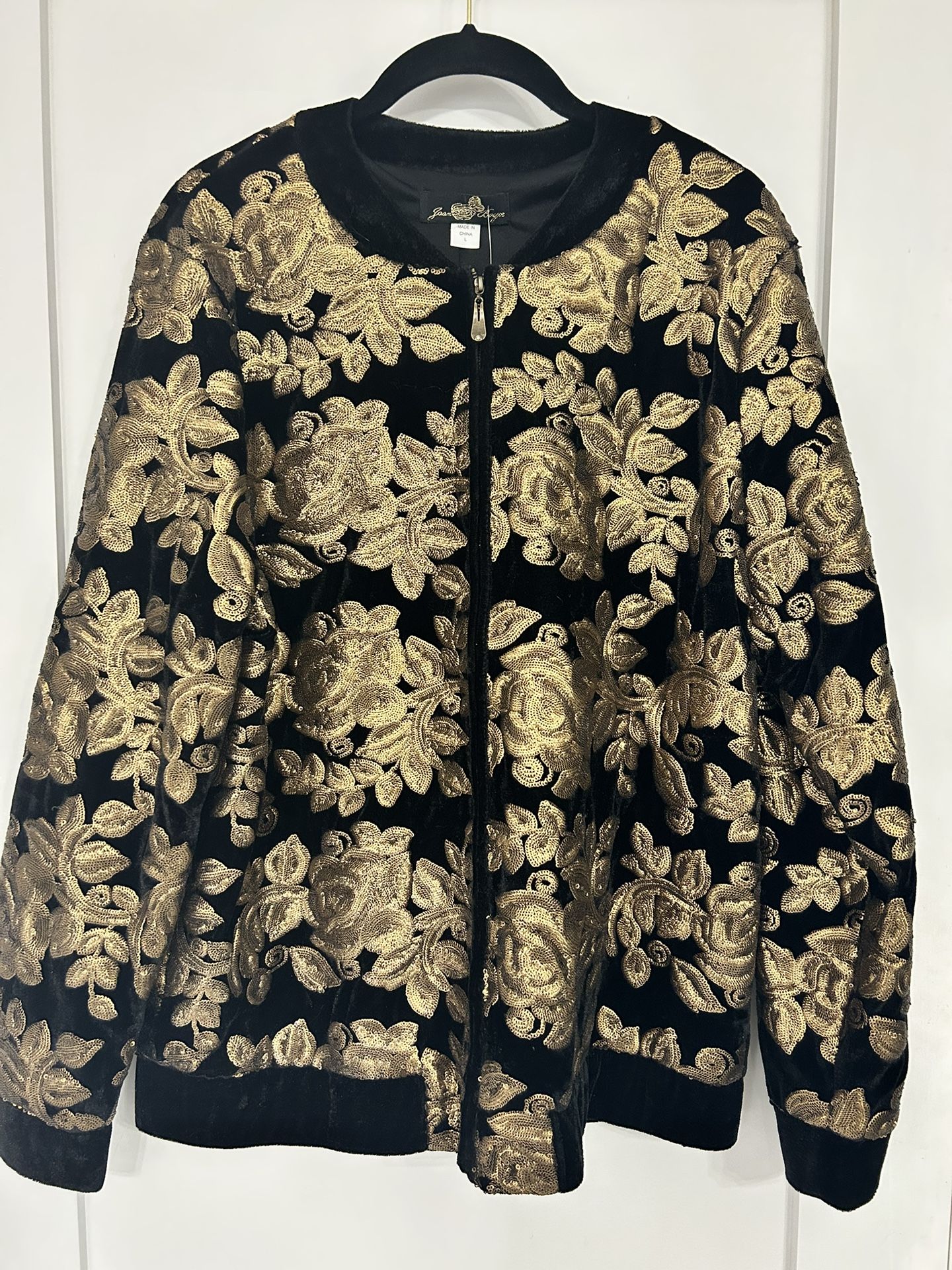 Joan Boyce - Gold & Black Sequin Bomber Jacket - NWT!