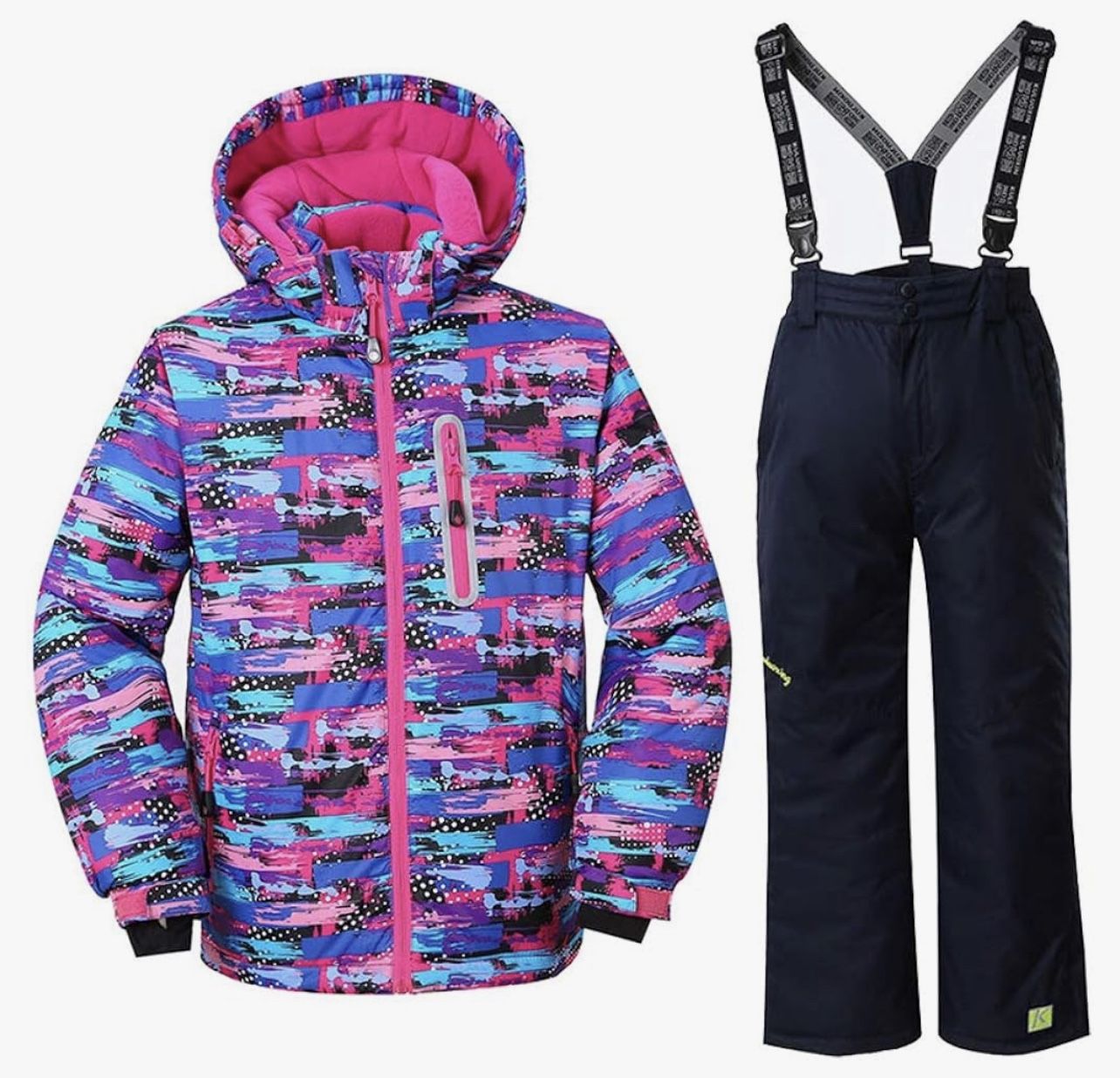 Girls Insulated Ski Jacket Pants Waterproof Snowsuit