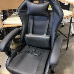 Gaming Chair with Footrest Massage Lumbar Pillow Ergonomic Video Game Chair PU Leather Adjustable Headrest Armrest Big and Tall Reclining Swivel Racin