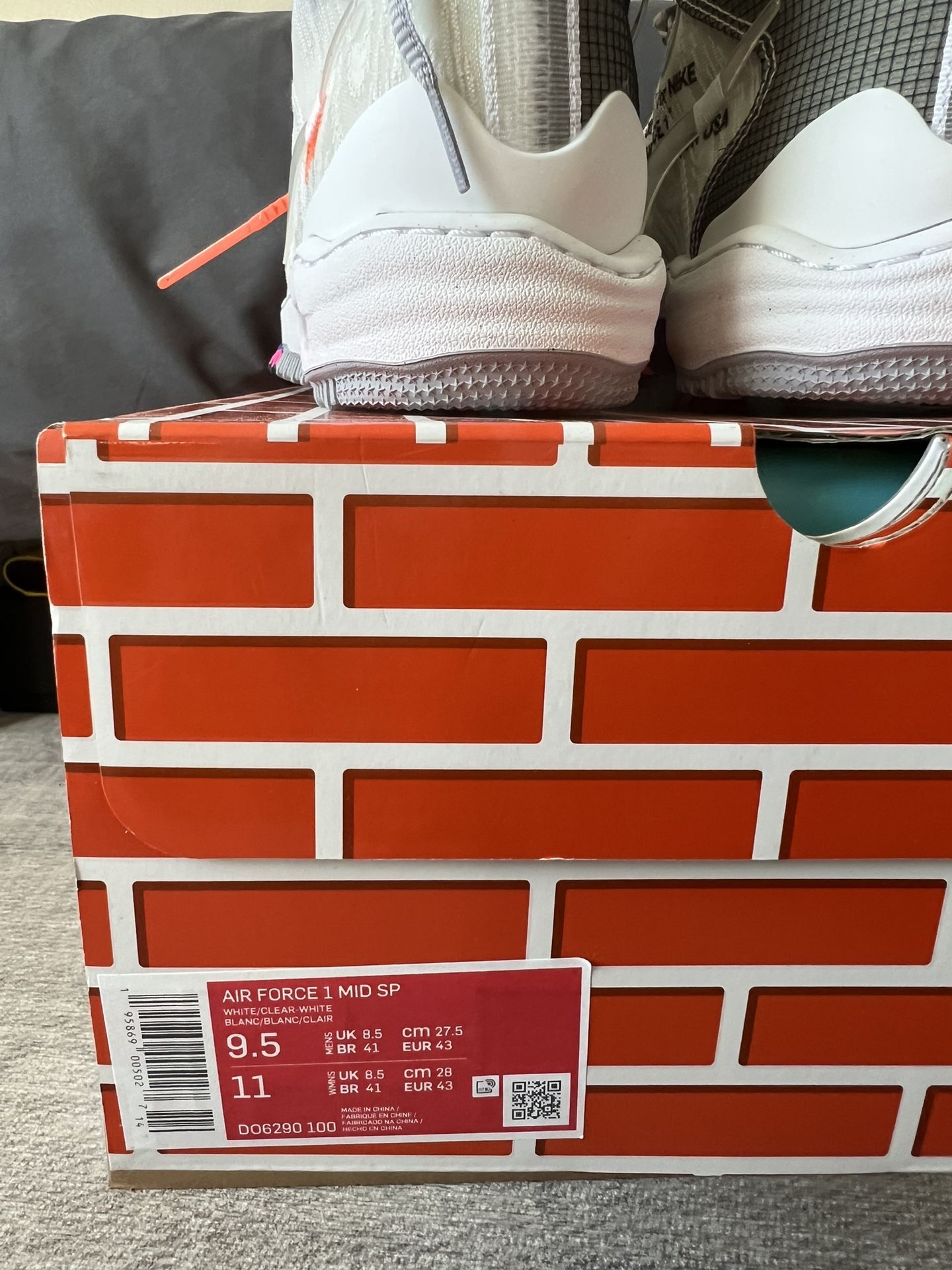 Off-White x Nike Air 1 Mid Men’s White Athletic Casual Shoes Size 9.5 w/ OG Box Off White x Nike Air 1 Mid Men main image 3