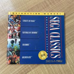 Vintage 1992 SEGA Classics Instruction Manual Booklet ONLY