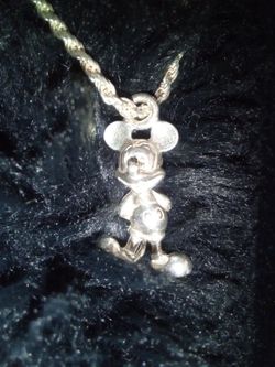 Mickey mouse silver necklace pendent $$