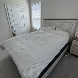 QUEEN SIZED BED FRAME + BEDSIDE DRESSER ($250 or Best Offer) + MATTRESS / BOX SPRING AVAILABLE FOR ADDITIONAL