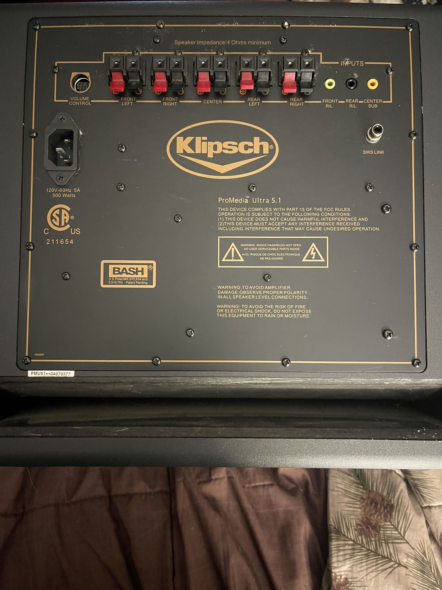 Klipsch ProMedia Ultra 5.1. 500 Watts Bash Amp
