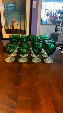 Vintage 50’s Anchor Hocking Forest Green Bubble