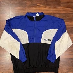 VINTAGE 90s REEBOK WINDBREAKER JACKET -  RETRO SPORTSWEAR Blue Black White Size Xl 