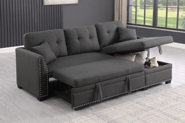 Reversible Pull Out Sleeper Sofa Bed Sectional Couch