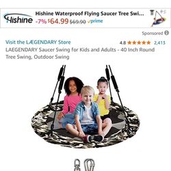 LAEGENDARY Saucer Swing for Kids and Adults - 40 Inch Round Tree Swing, Outdoor Swing