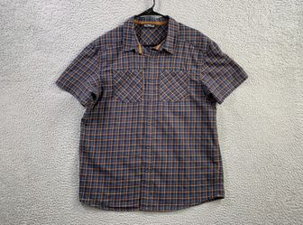 Arcteryx Shirt Mens Large Gray Plaid Button Up Short Sleeve Wool Blend