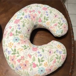 Boppy U-Shape Floral Nursing Pillow Removable Cotton Cover Machine Wash 23 in