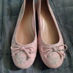 Pink Floral Flat Shoes 