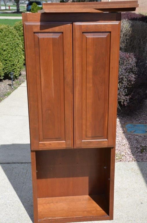 WALL CABINET    TALL HEAVY WOODEN
