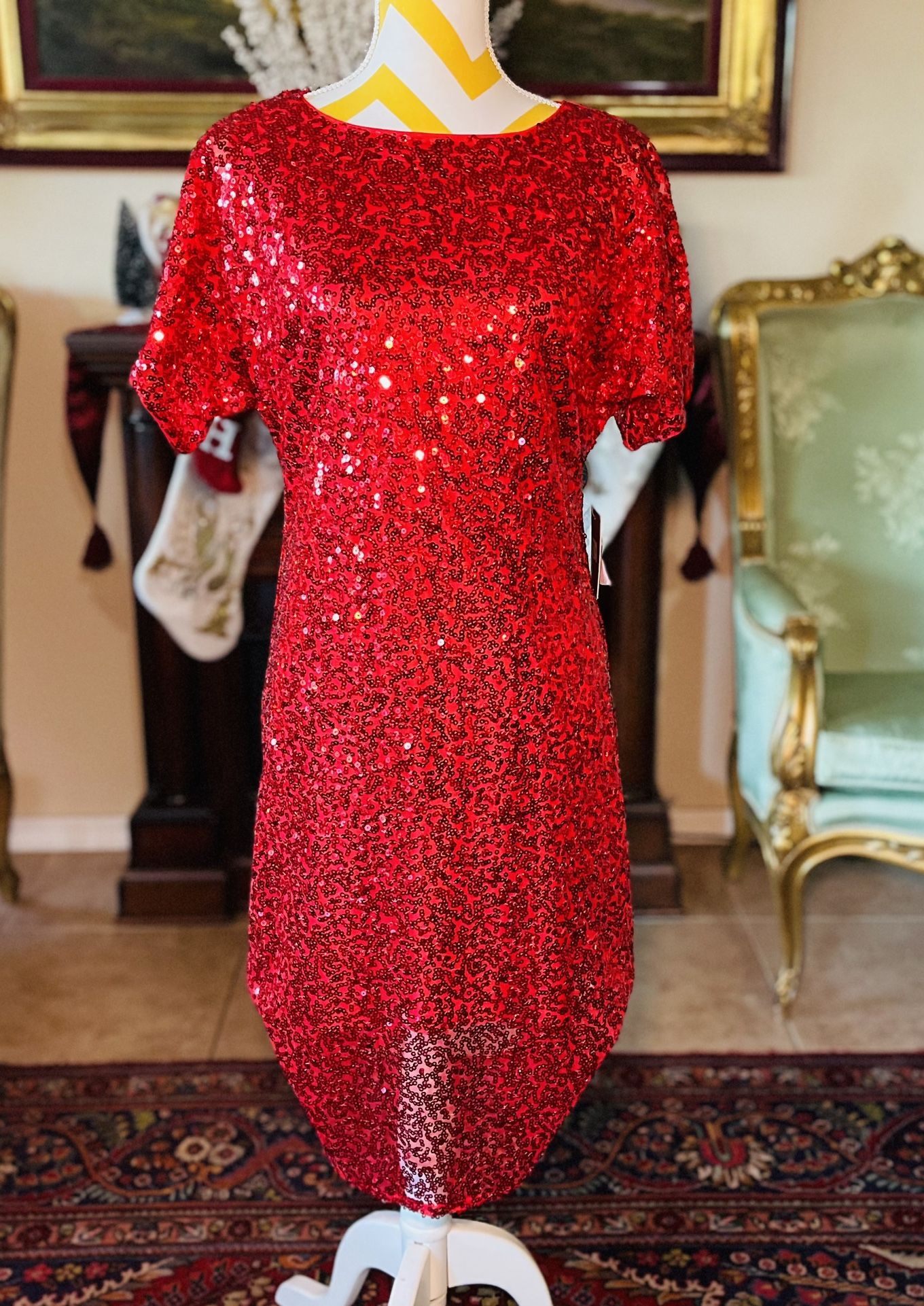NWT REBA Red Sequin Dress Size 6