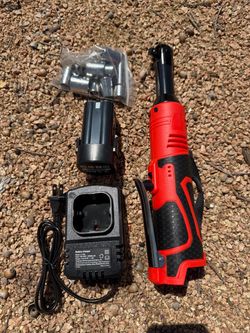 3/8”Electric Ratchet Wrench Set with Battery, Charger, and Sockets