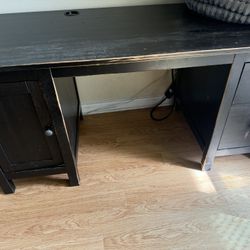 Black Wooden Desk with Storage