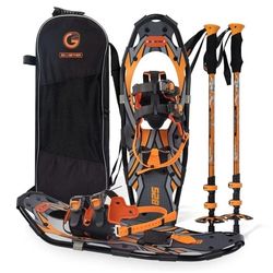 G2 21/25/30/36 Inches Light Weight Snowshoes with Toe Box, EVA Padded Ratchet Binding, Heel Lift, Flexible Pivot Bar, Durable Back Strap, Trekking Pol