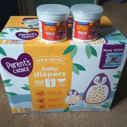 Brand New Unopened Box Of Size 1 Diapers & 2 Unopened Containers Of Butt Paste