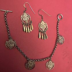925 Silver Set Bracelet & Earrings 
