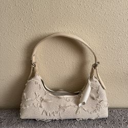 Beige Textured Shoulder Bag