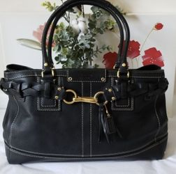 Coach black leather satchel bag
