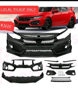 ➿️ To Type R Style Front Bumper Cover Grille Lip Assembly For 16-21 Honda Civic #3620