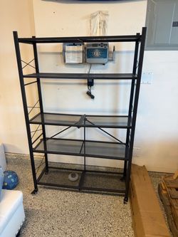 Chino hills pick up, 40" W Foldable 5-Tier Storage Shelves on Wheels Adjustable Removable Metal Rack, Heavy Duty Rolling Organizer for Kitchen, Garag