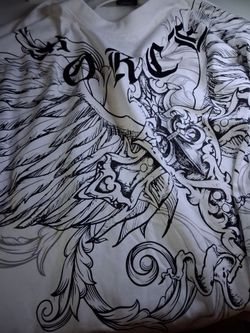White Graphic T-Shirt with Wing Print