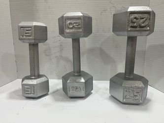 🚚Free Delivery🚚 3 Steel Dumbbells 25lbs, 20lbs, 15lbs