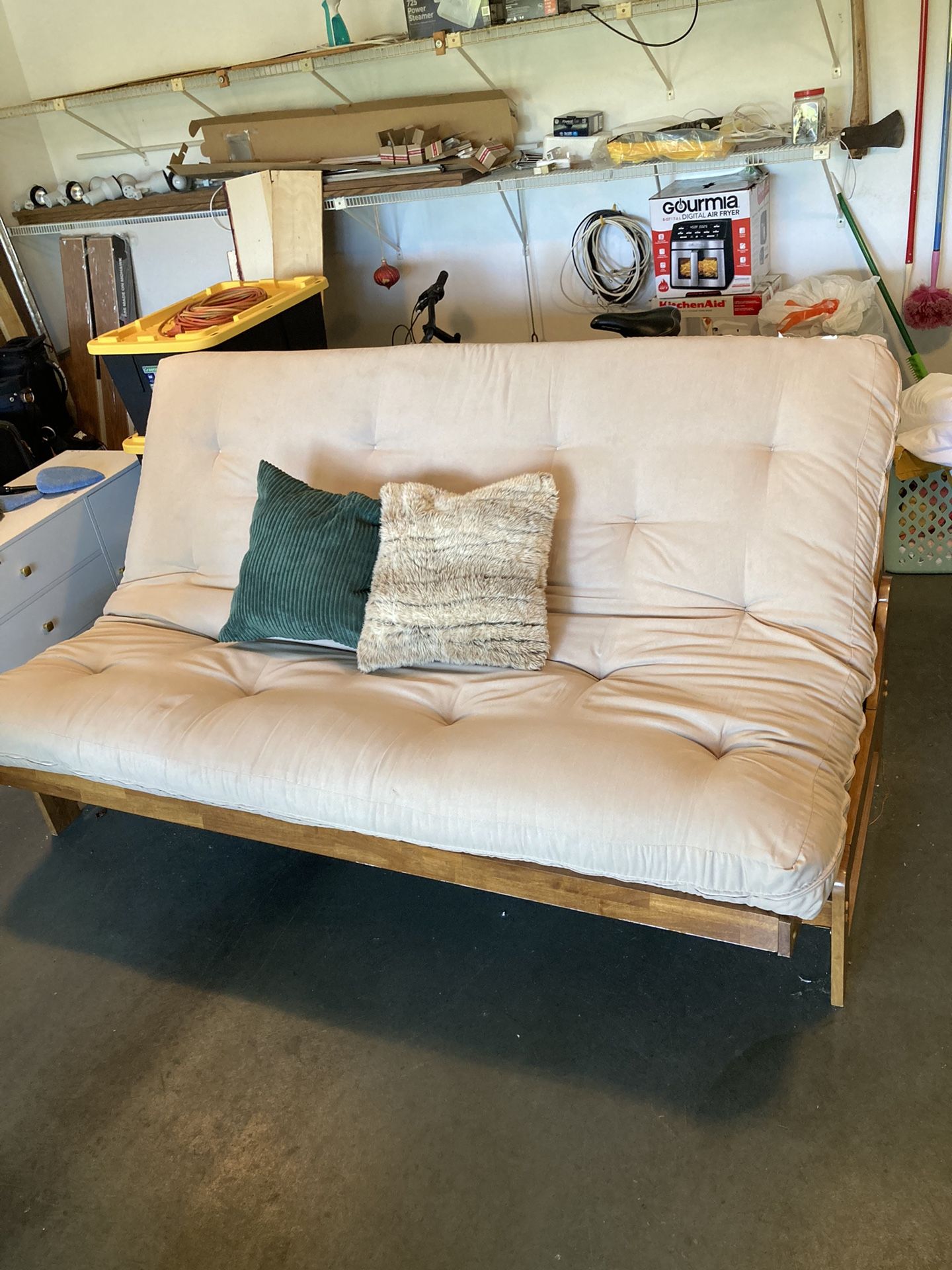 Queen Size Futon Mattress Pad & Frame 