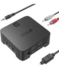TROND TV Bluetooth V5.0 Transmitter and Receiver - Digital Optical TOSLINK and 3.5mm Wireless Audio Adapter 