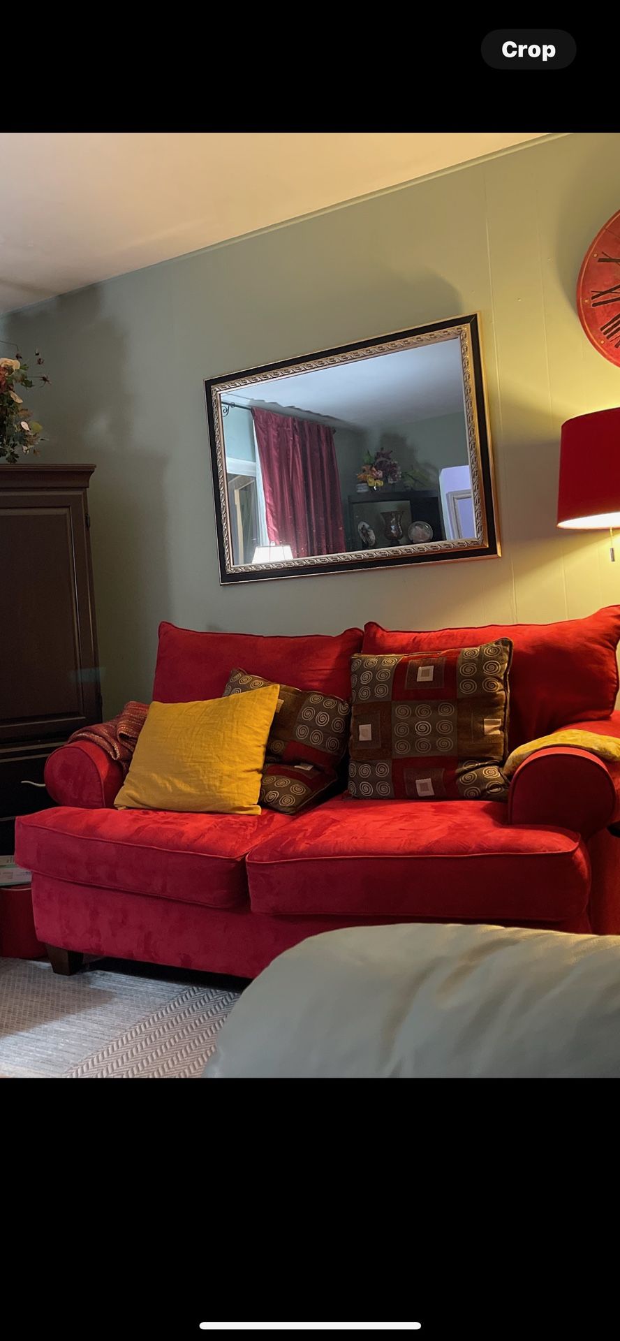 $65 Red Comfortable Sofa with Decorative Pillows