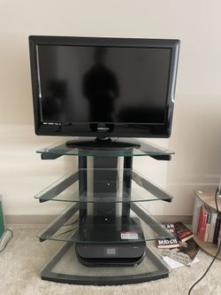 Modern Glass TV Stand - 3 Shelves