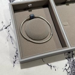 Sterling Silver Pandora Charm Bracelet (Blue) Size 18