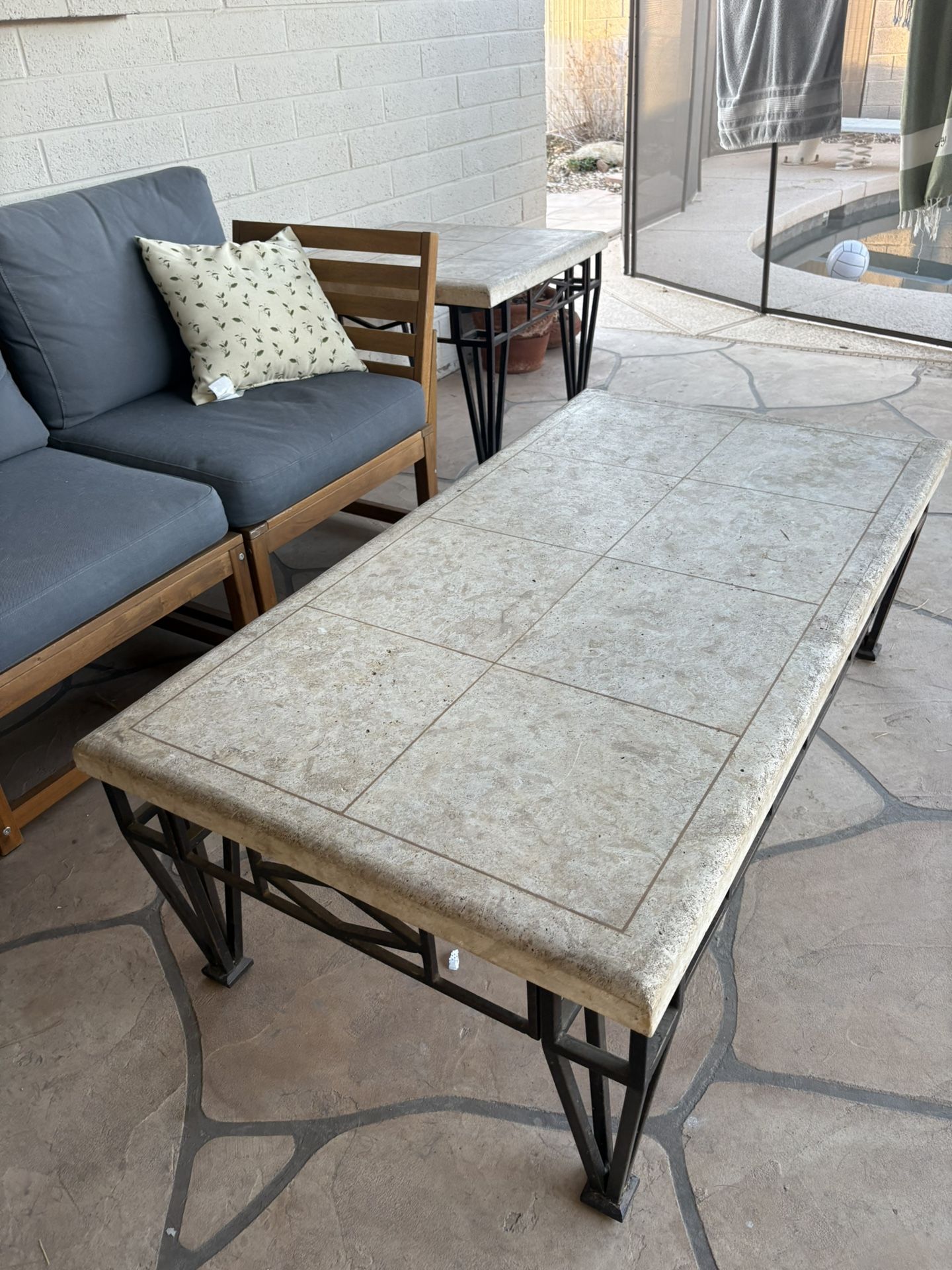 Outdoor/Indoor Coffee Table and Matching Side Tables