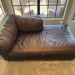 Brown Leather Chaise Lounge Chair