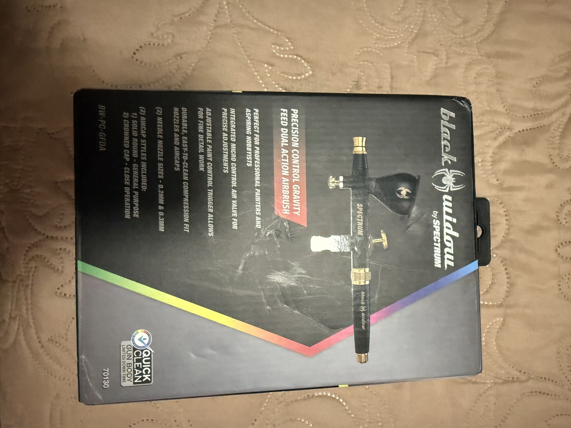 Black Widow Gravity Feed Dual Action Airbrush New