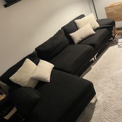 Modern Large Boucle L-Shape Sectional Sofa, with Extra Wide Chaise Lounge Couch