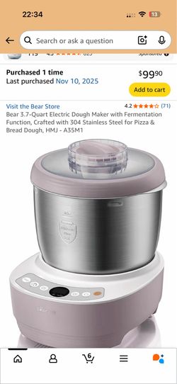 Dough maker Bear 3.7-Quart Electric Dough Maker with Fermentation Function, Crafted with 304 Stainless Steel for Pizza & Bread Dough,