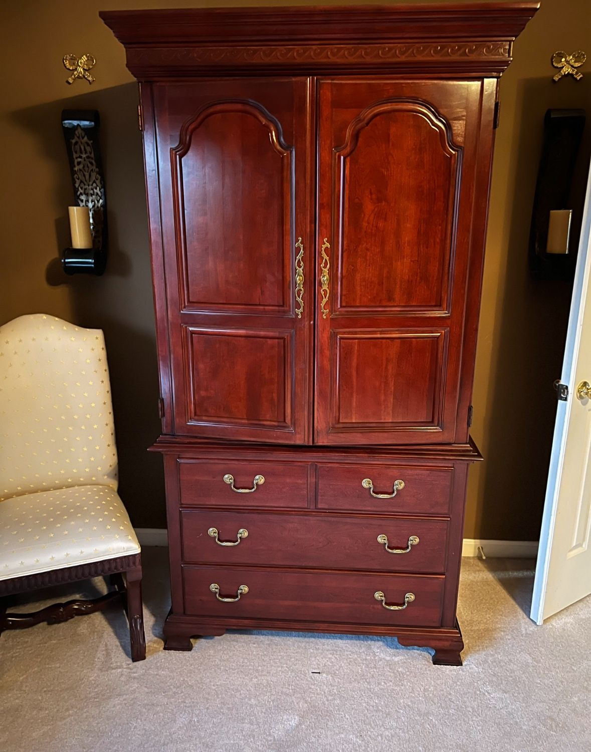 Pennsylvania House Solid Cherry Armoire Wardrobe Storage Chest Real Wood