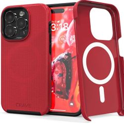 Crave Dual Guard for iPhone 15 Pro Case, Compatible with MagSafe Shockproof Protection Dual Layer Case for Apple iPhone 15 Pro (6.1") - Red