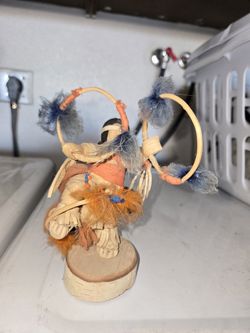 Kachina Doll Hoop Dancer Artist Signed, Navajo, 7" 1977