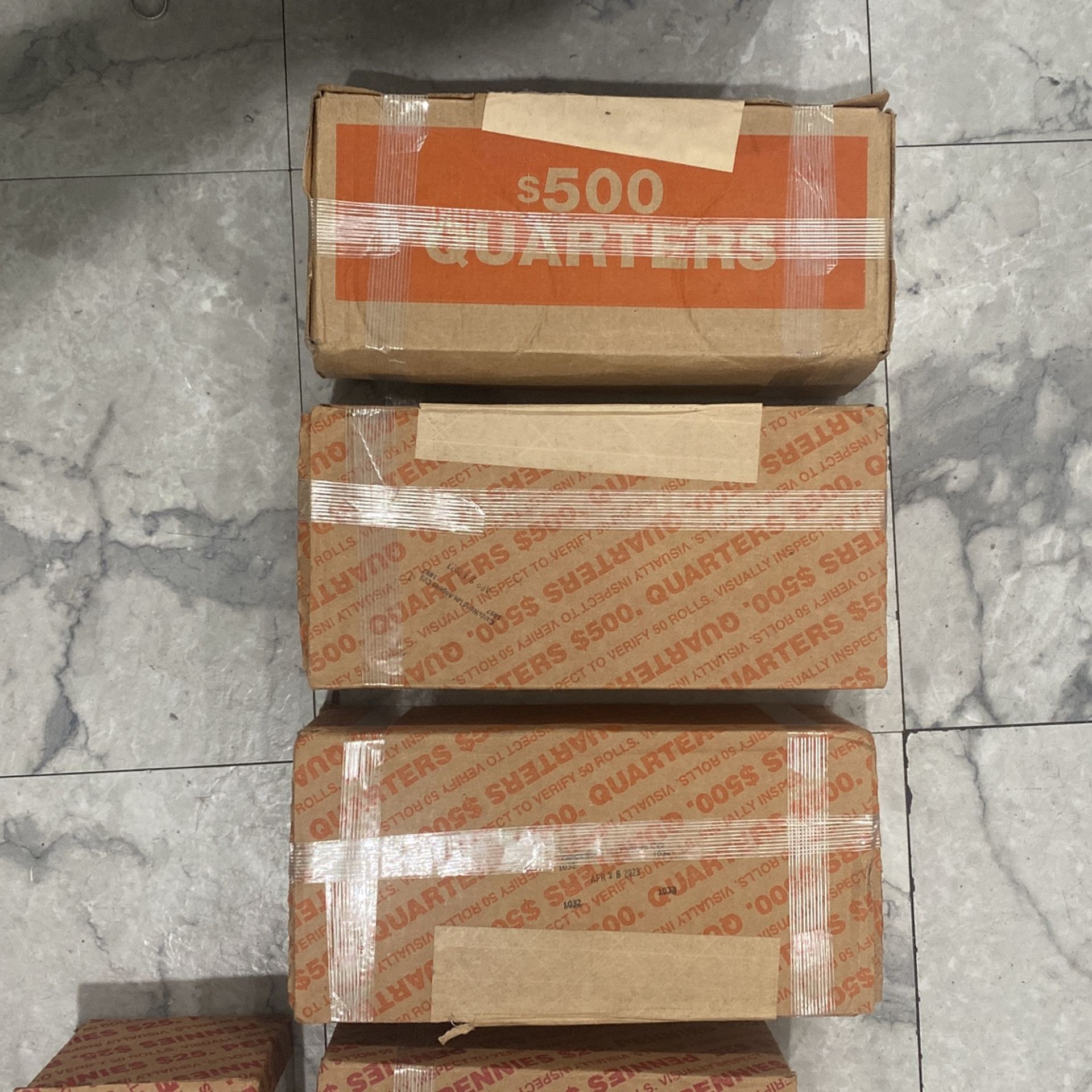 Sealed Boxes Of Quarters And Pennies