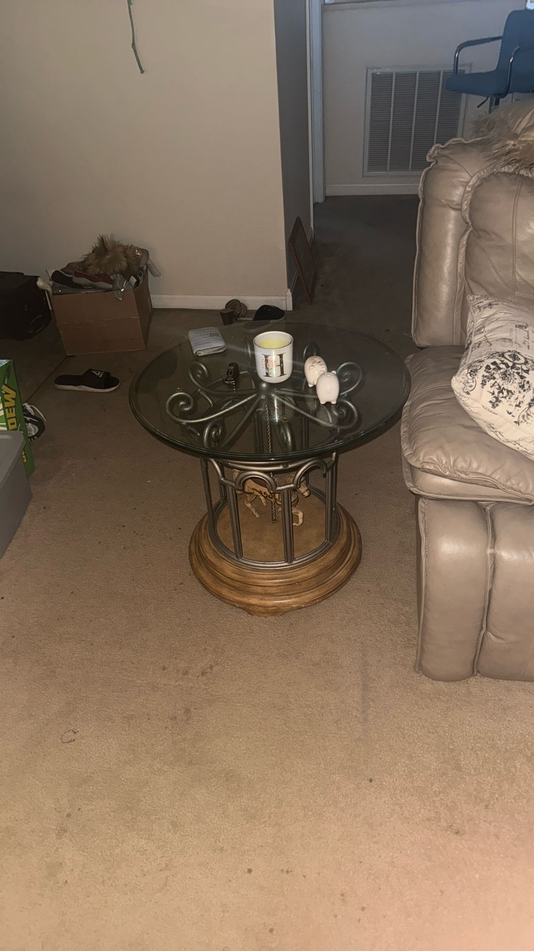 2 Carousel Glass top Coffee Tables