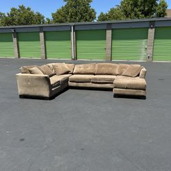 Large Tan Sectional Couch – Super Comfy & Spacious