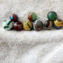 Peltier Marbles Including Famous Featherd Slag Small Spiderman Bumblebee Etc.Asking Price Firm
