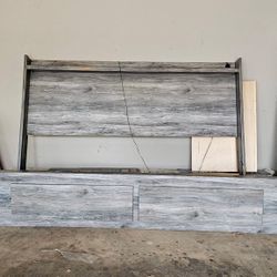 King Bed Frame W/lights In Head Board/Dresser