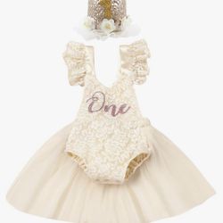 Boho 1st Birthday Dress With Crown Headband