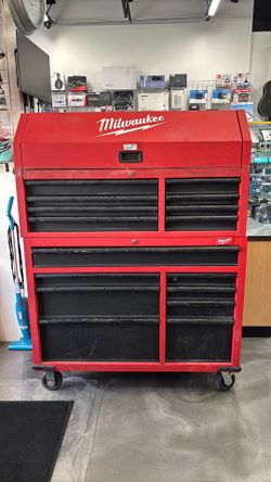 Used 2pc Milwaukee 46” Steel Storage Chest with Rolling Steel Storage Cabinet