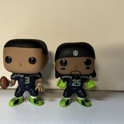 Funko POP NFL Seattle Seahawks Russell Wilson & Richard Sherman 2 Figures No Box