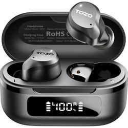TOZO NC9 Hybrid Active Noise Cancelling Wireless Earbuds, 6 Mics ENC Clear Call, IPX8 Waterproof, in Ear Bluetooth 5.3 Headphones Stereo Bass Ear Buds